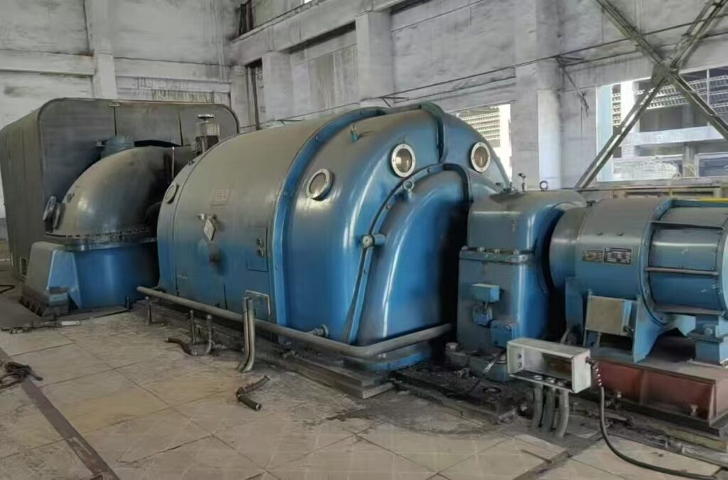 Certified refurbished Nanjing Steam Turbine (NJTC) 20MW condensing generator set, model N20-8.83-1 and QFW-20-2, ready for shipment.