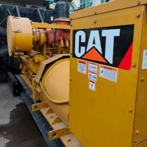 Refurbished Caterpillar 3512 industrial diesel generator set with CAT logo.