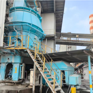 Full view of a certified refurbished SHMK 34/3 slag vertical roller mill, a primary piece of cement production equipment for 2026 stock.