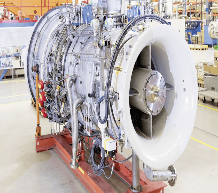 Siemens SGT-700 gas turbine core unit in workshop