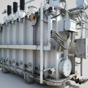 SFL-50000/110 on-load power transformer front side detail view